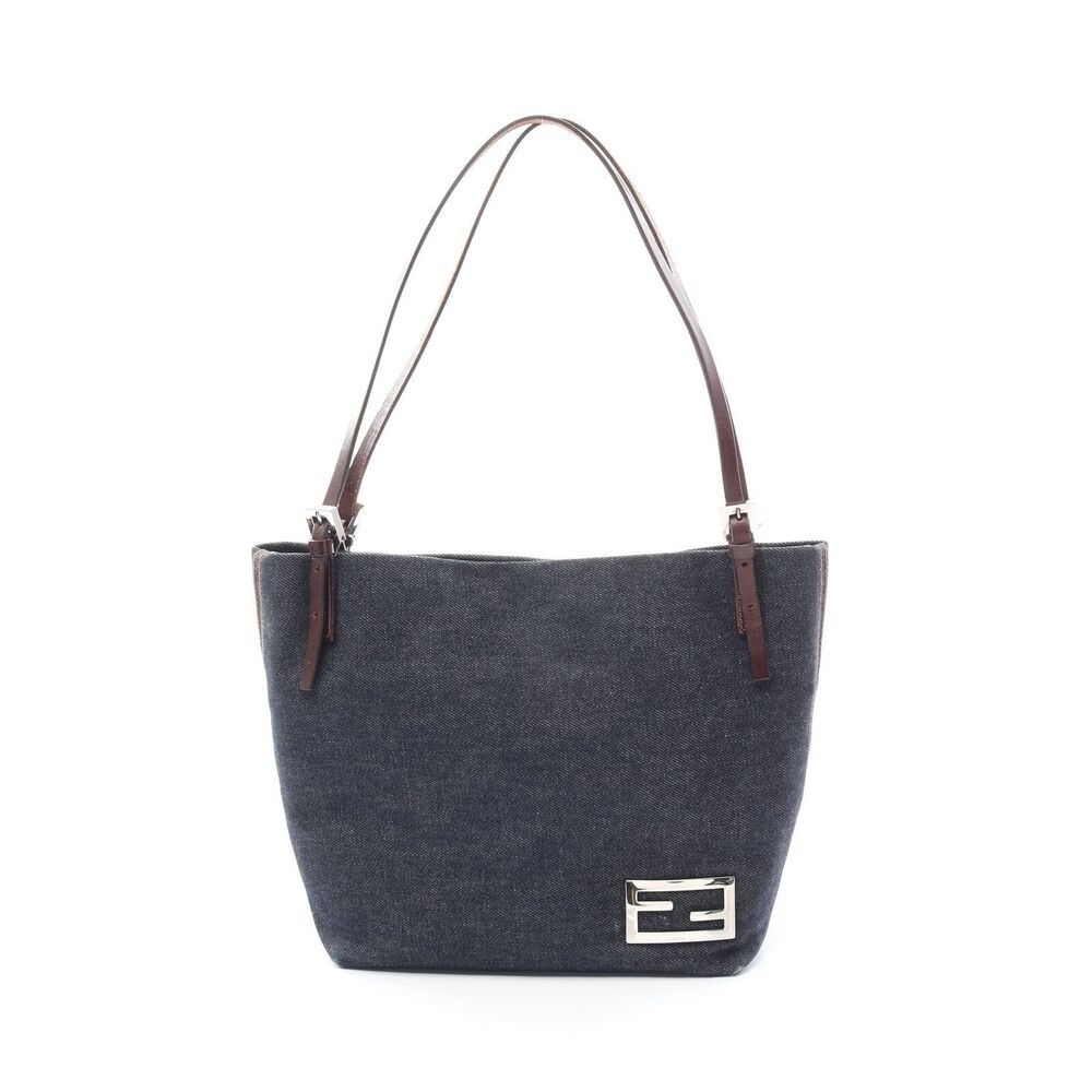 Vintage Fendi Shoulder bag Authentic Tote bag Denim Leather